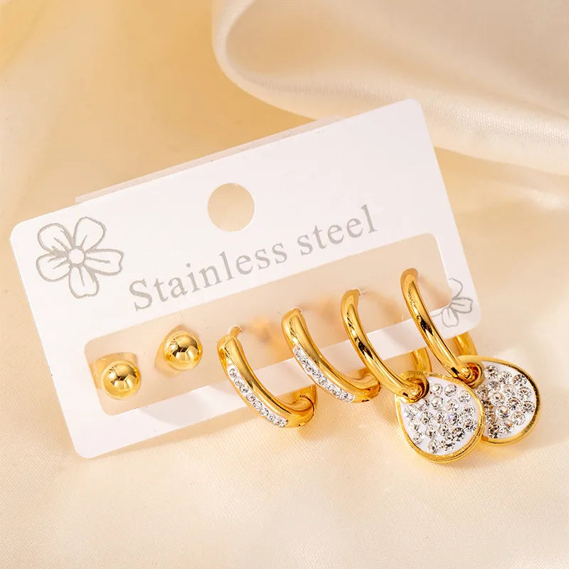 1 Set Elegant Star Heart Shape 304 Stainless Steel Drop Earrings