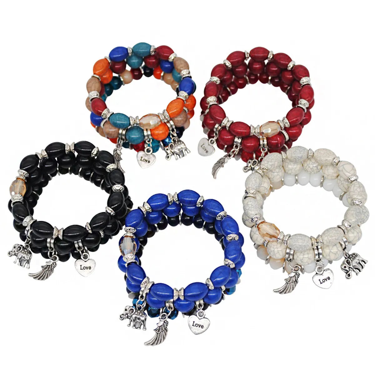 1 Set Ethnic Style Wings Arylic Artificial Crystal Alloy Beaded Women's Bracelets