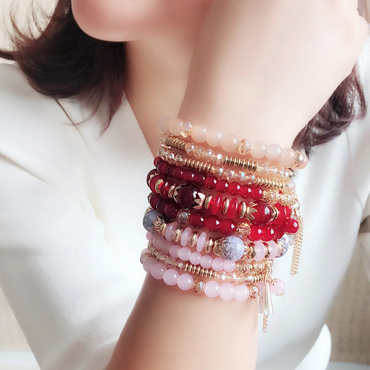 1 Set Ethnic Style Wings Arylic Artificial Crystal Alloy Beaded Women's Bracelets