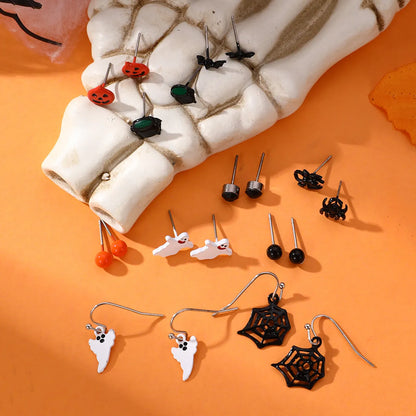 1 Set Exaggerated Funny Halloween Pattern Spider Spider Web Arylic Ear Studs