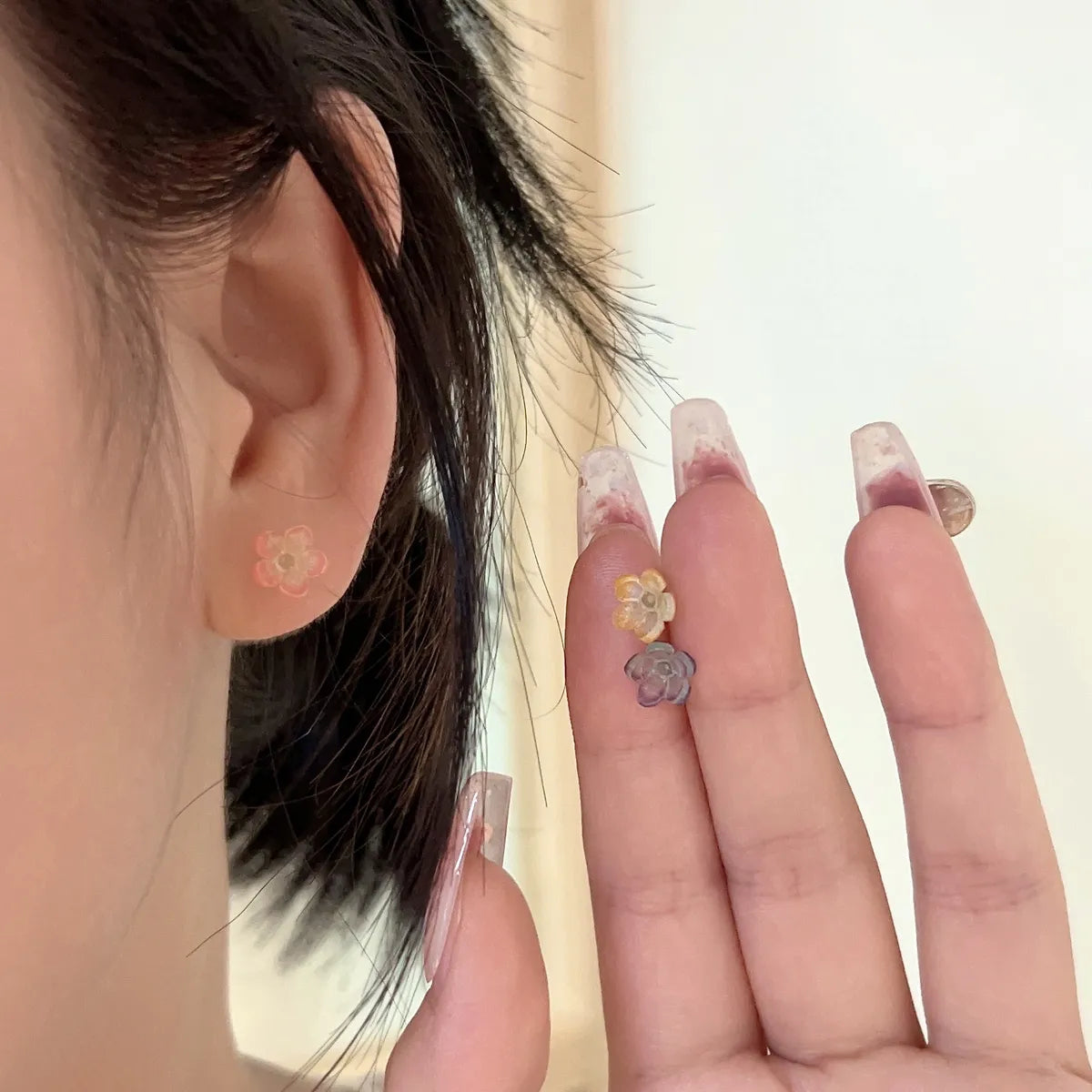 1 Set Fairy Style Sweet Flower Butterfly Arylic Ear Studs