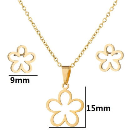 1 Set Fashion Animal Star Heart Shape Stainless Steel Titanium Steel Plating Hollow Out Jewelry Set