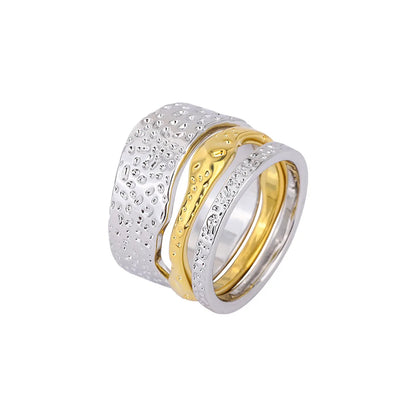 1 Set Fashion Color Block Copper Plating Rings