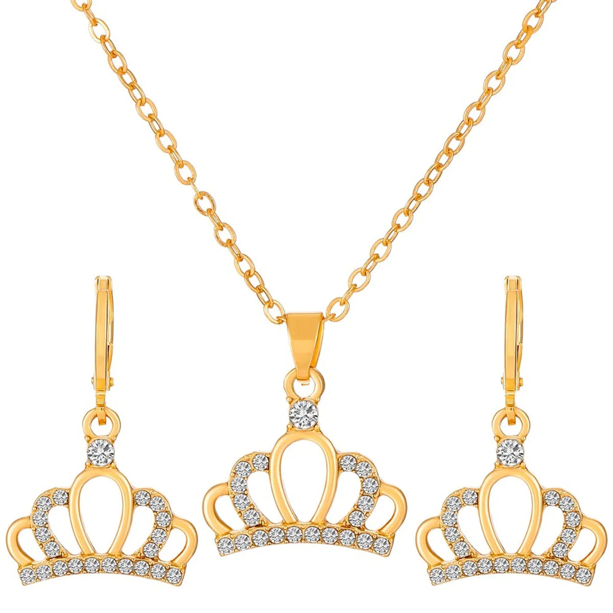 1 Set Fashion Crown Butterfly Notes Alloy Inlay Rhinestones Women'S Jewelry Set