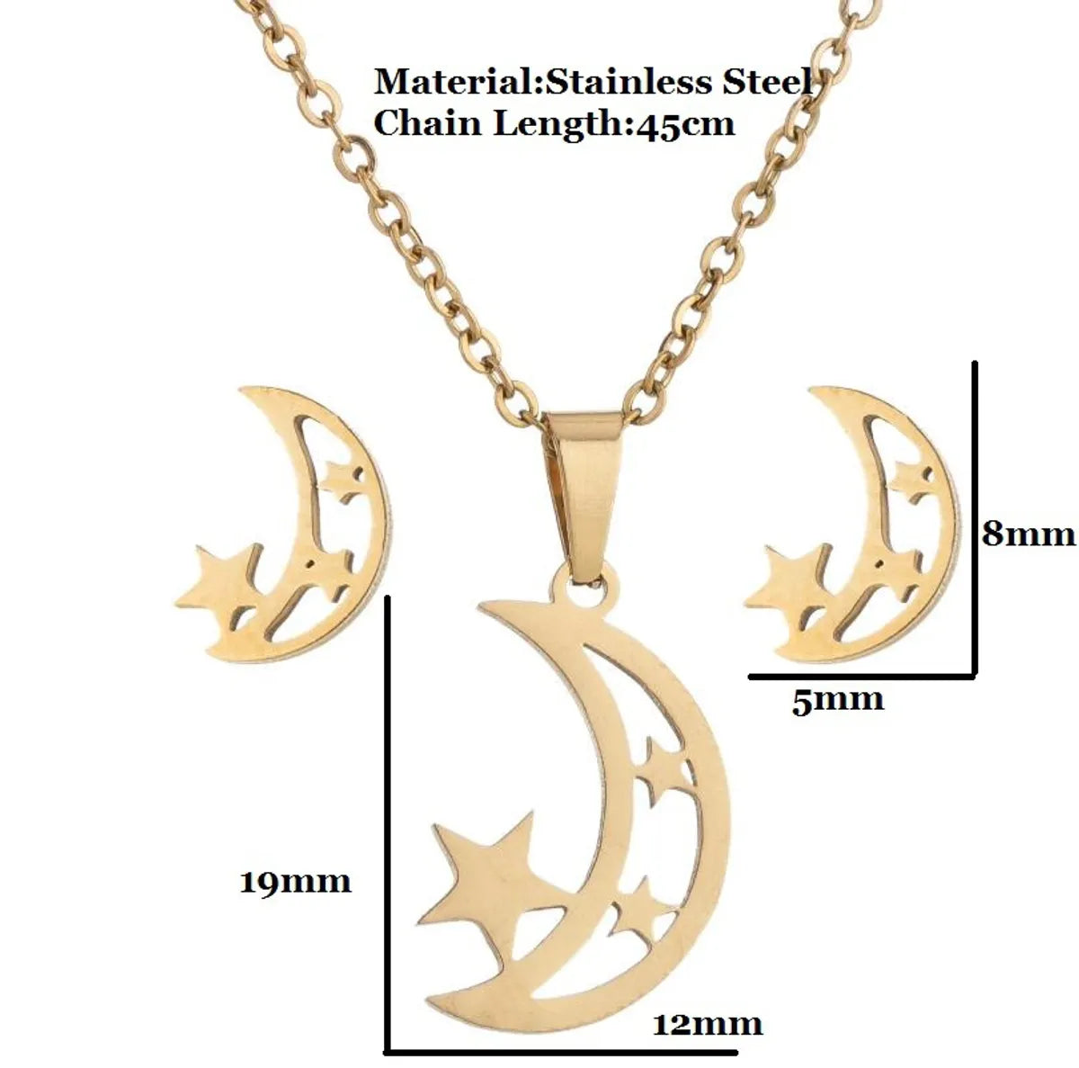 Wholesale Jewelry Fashion Geometric Animal 201 Stainless Steel 18K Gold Plated Plating Earrings Necklace