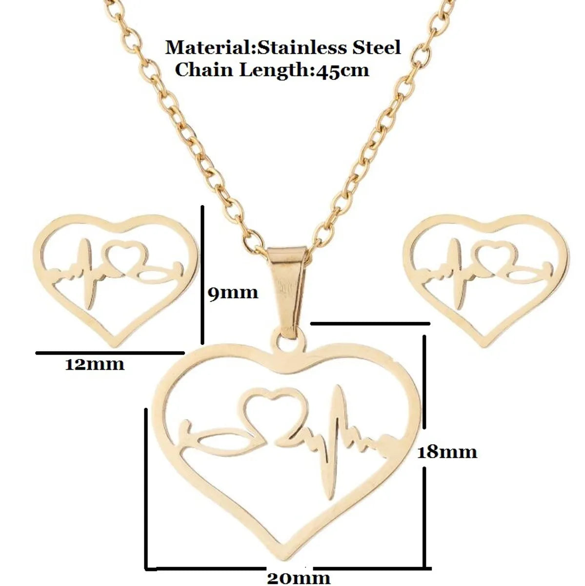 Wholesale Jewelry Fashion Geometric Animal 201 Stainless Steel 18K Gold Plated Plating Earrings Necklace