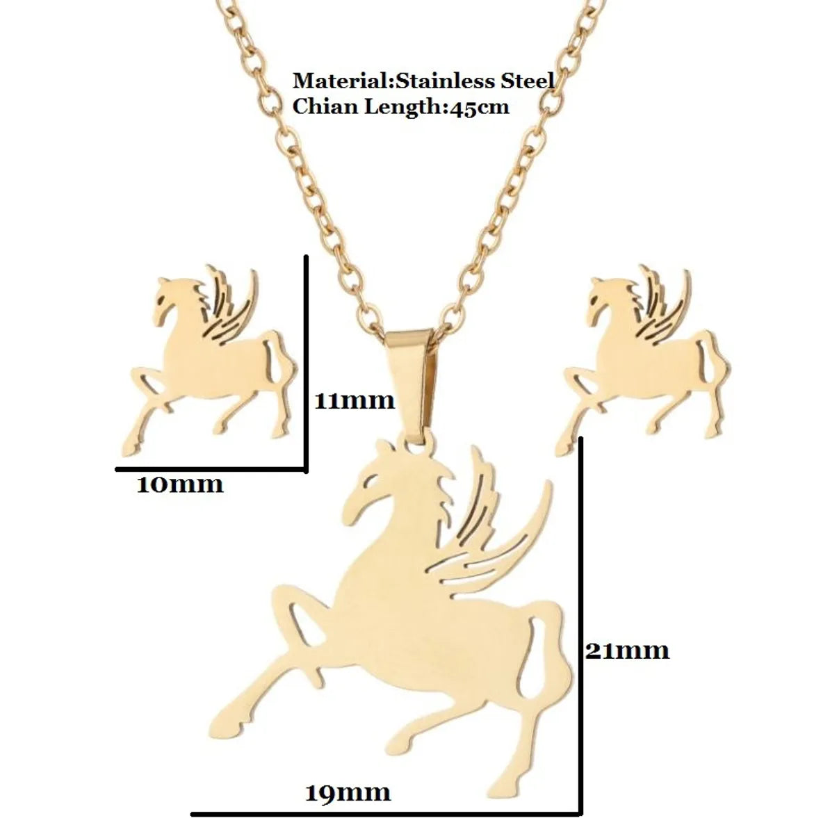 Wholesale Jewelry Fashion Geometric Animal 201 Stainless Steel 18K Gold Plated Plating Earrings Necklace