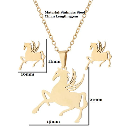 Wholesale Jewelry Fashion Geometric Animal 201 Stainless Steel 18K Gold Plated Plating Earrings Necklace