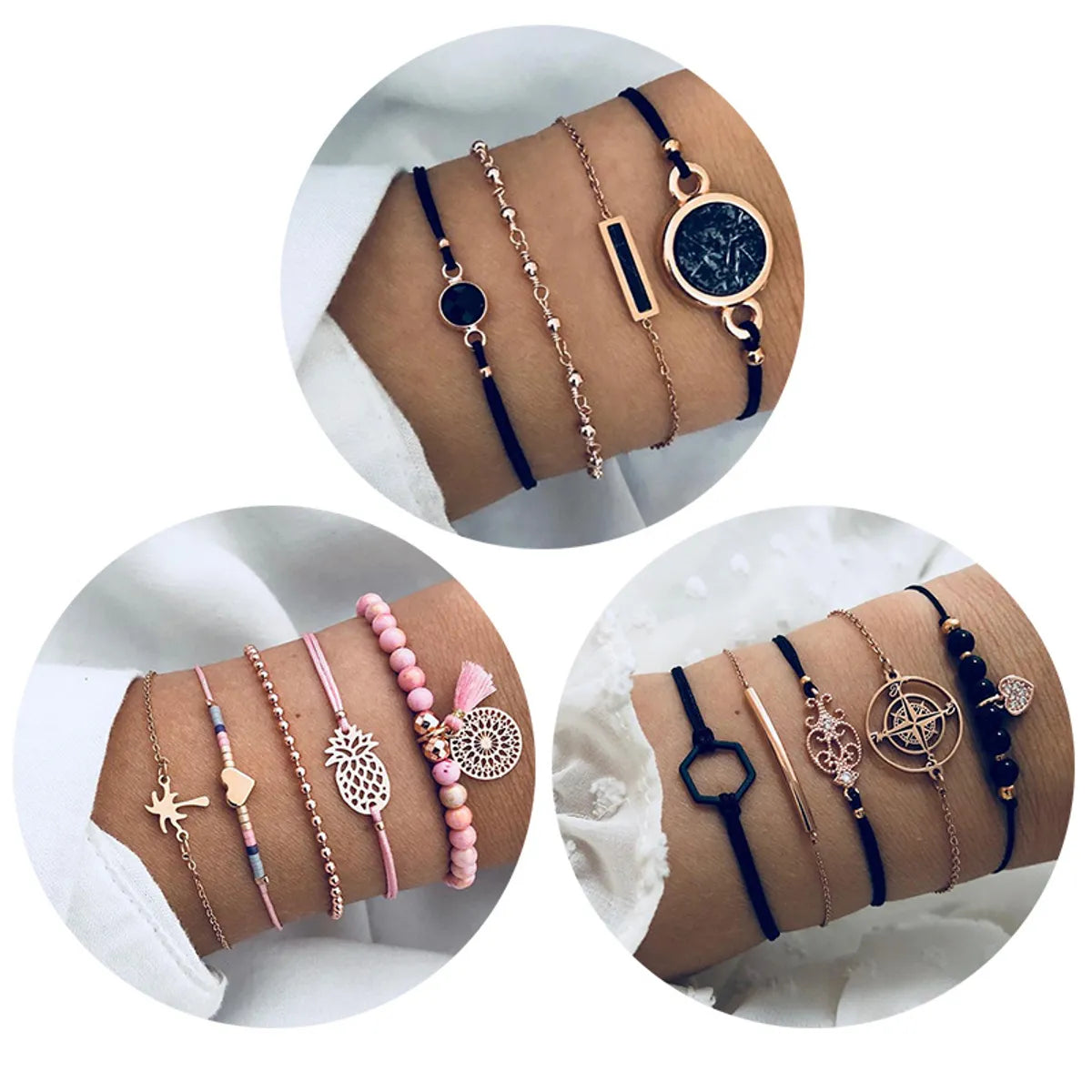 1 Set Fashion Heart Shape Alloy Plating Unisex Bracelets