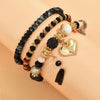 1 Set Fashion Heart Shape Alloy Resin Beaded Tassel Inlay Rhinestones Women'S Bracelets