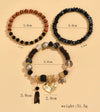 1 Set Fashion Heart Shape Alloy Resin Beaded Tassel Inlay Rhinestones Women'S Bracelets