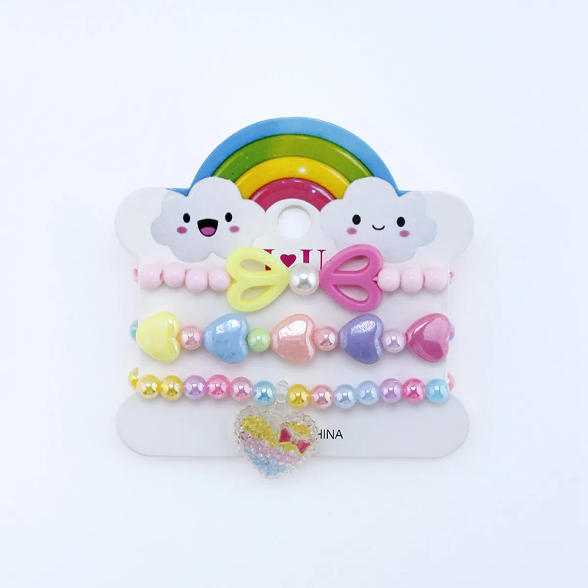 1 Set Fashion Heart Shape Plastic Resin Kid's Bracelets