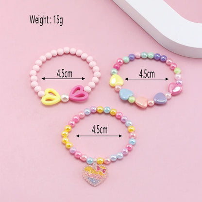 1 Set Fashion Heart Shape Plastic Resin Kid's Bracelets