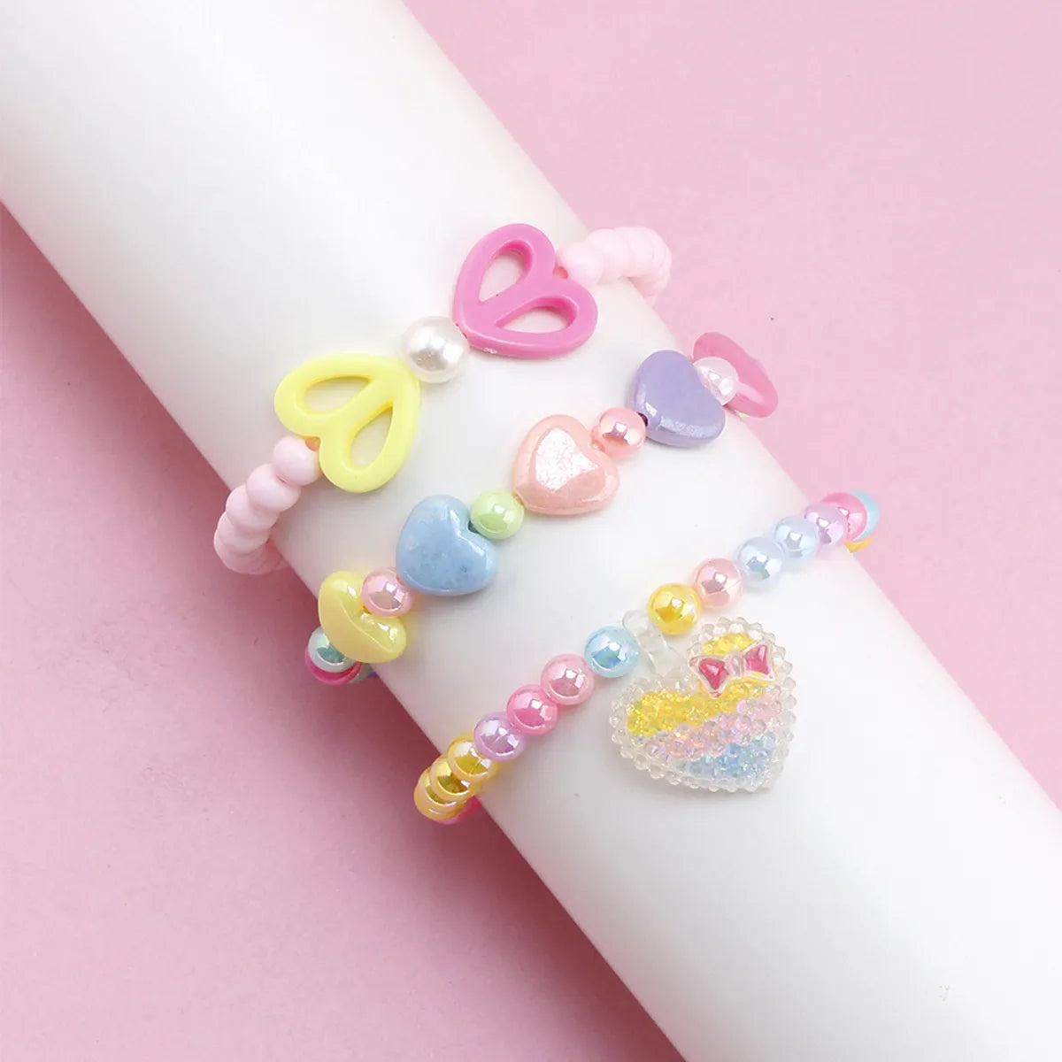 1 Set Fashion Heart Shape Plastic Resin Kid's Bracelets