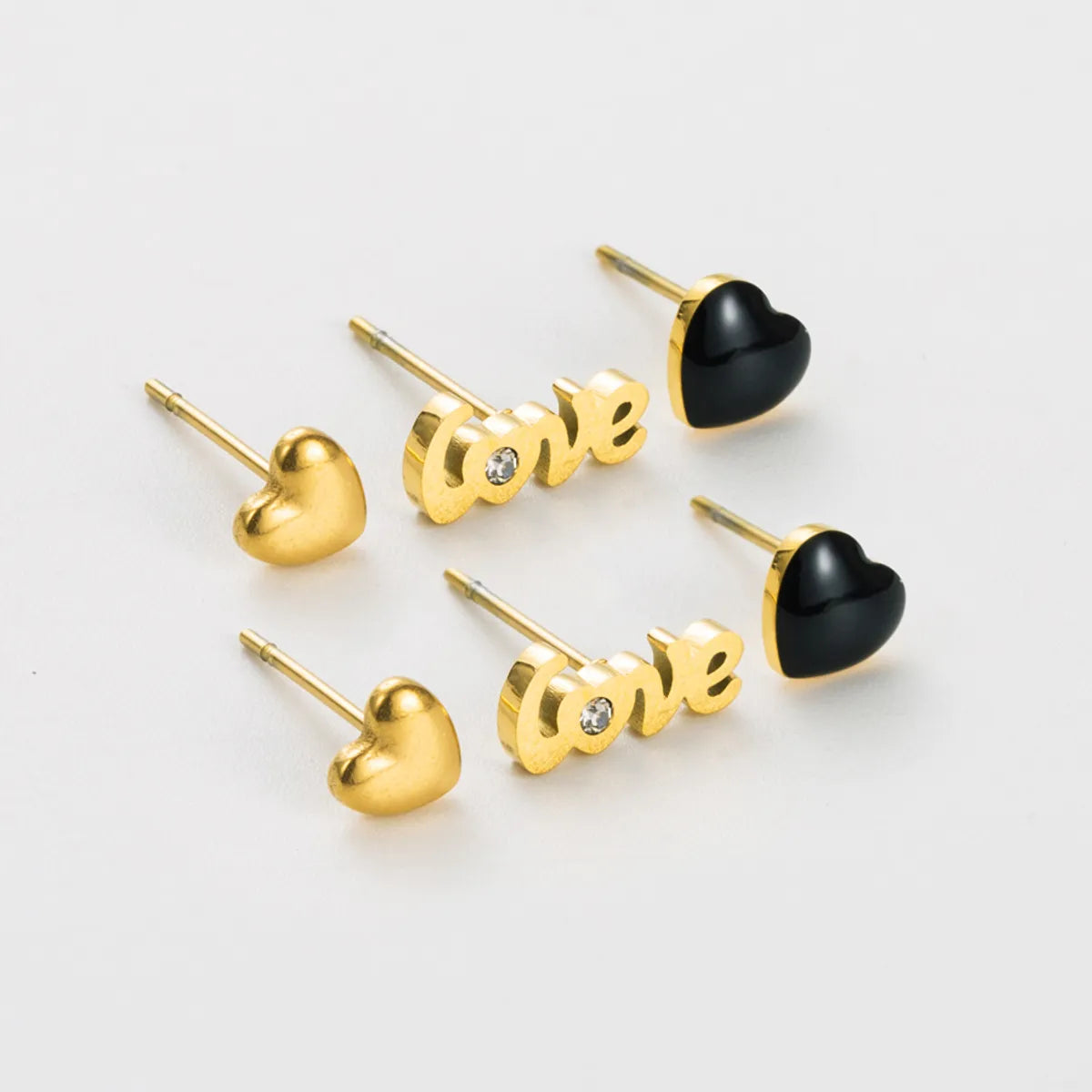 1 Set Fashion Round Letter Heart Shape Stainless Steel Titanium Steel Ear Studs