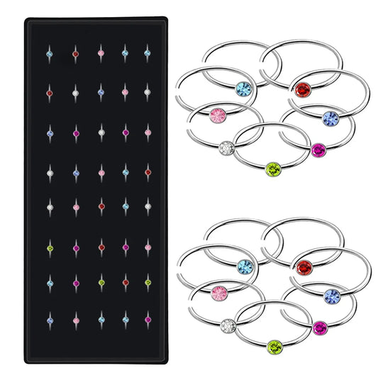 1 Set Fashion Round Stainless Steel Inlay Rhinestones Nose Ring