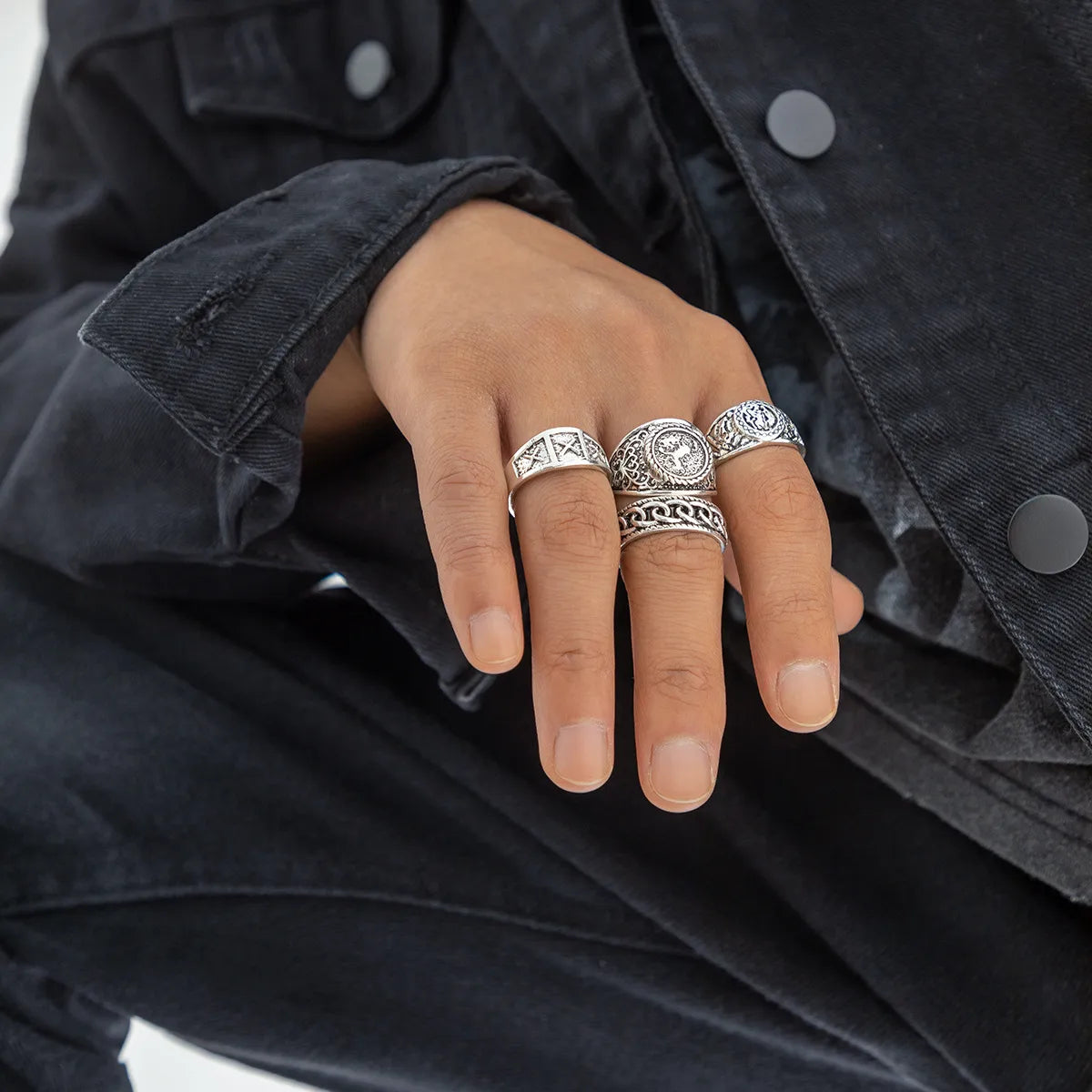 1 Set Fashion Solid Color Alloy Plating Men'S Rings