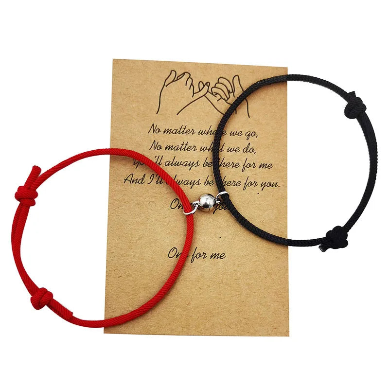 1 Set Fashion Solid Color Alloy Rope Couple Bracelets