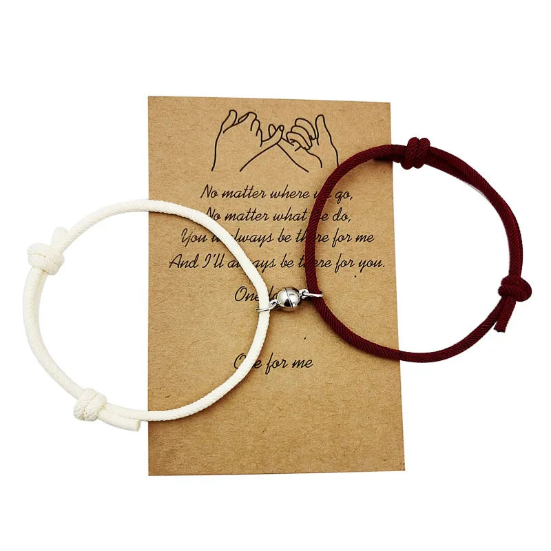 1 Set Fashion Solid Color Alloy Rope Couple Bracelets