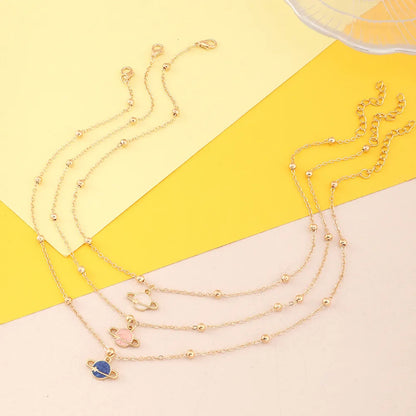 1 Set Fashion Star Planet Alloy Enamel Kid'S Necklace