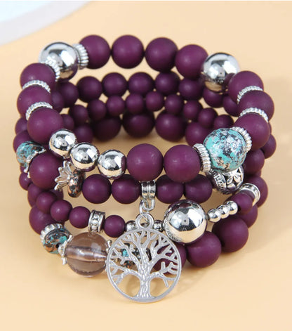 1 Set Fashion Tree Alloy Resin Beaded Women's Bracelets