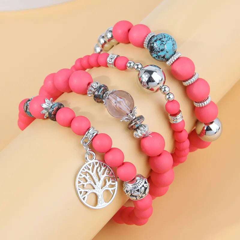 1 Set Fashion Tree Alloy Resin Beaded Women'S Bracelets