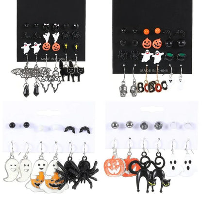 1 Set Funny Pumpkin Spider Ghost Enamel Plating Inlay Alloy Metal Acrylic Rhinestones Zircon Gold Plated Rhodium Plated Silver Plated Drop Earrings Ear Studs