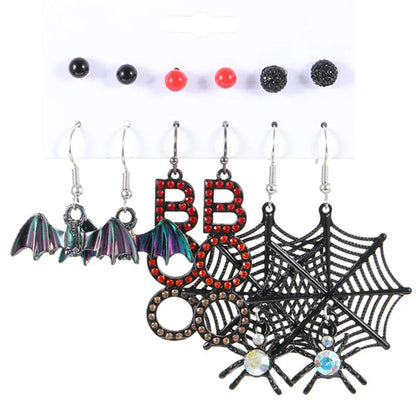 1 Set Funny Pumpkin Spider Ghost Enamel Plating Inlay Alloy Metal Acrylic Rhinestones Zircon Gold Plated Rhodium Plated Silver Plated Drop Earrings Ear Studs