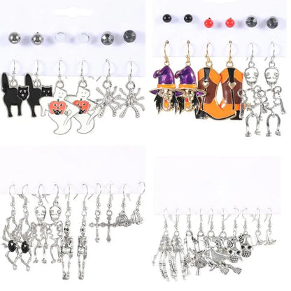 1 Set Funny Pumpkin Spider Ghost Enamel Plating Inlay Alloy Metal Acrylic Rhinestones Zircon Gold Plated Rhodium Plated Silver Plated Drop Earrings Ear Studs