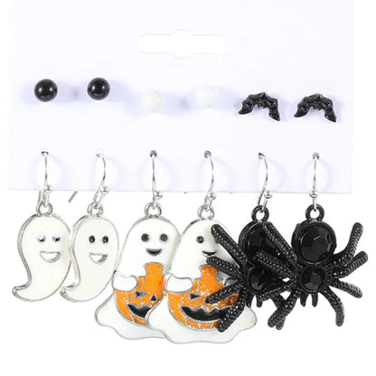 1 Set Funny Pumpkin Spider Ghost Enamel Plating Inlay Alloy Metal Acrylic Rhinestones Zircon Gold Plated Rhodium Plated Silver Plated Drop Earrings Ear Studs