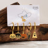 1 Set Gothic Funny Pumpkin Bat Enamel Plating Hollow Out Stainless Steel 14k Gold Plated Drop Earrings