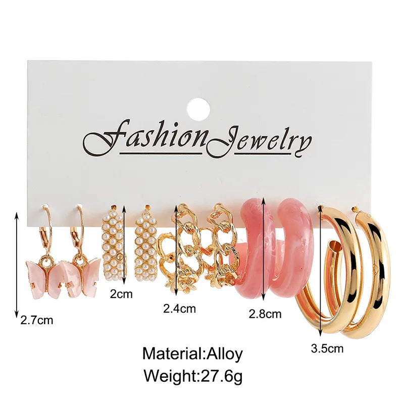 1 Set IG Style Casual Elegant Geometric Butterfly Hollow Out Inlay Arylic Alloy Pearl Drop Earrings Ear Studs