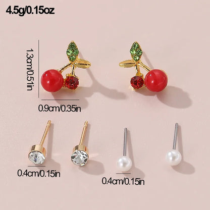 1 Set IG Style Elegant Sweet Heart Shape Flower Bow Knot Inlay Sterling Silver Artificial Pearls Zircon Ear Studs