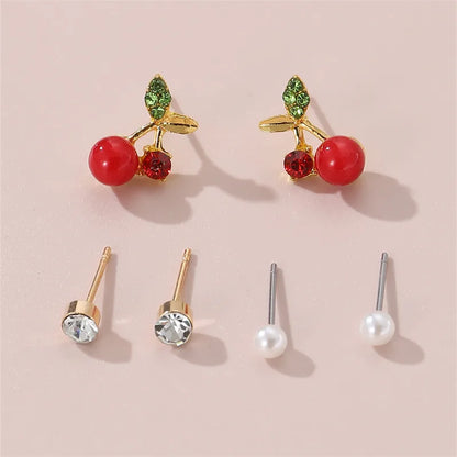 1 Set IG Style Elegant Sweet Heart Shape Flower Bow Knot Inlay Sterling Silver Artificial Pearls Zircon Ear Studs