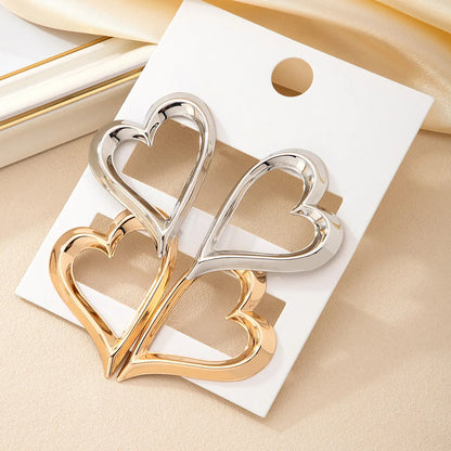 1 Set IG Style Exaggerated Irregular Heart Shape Iron Ear Studs