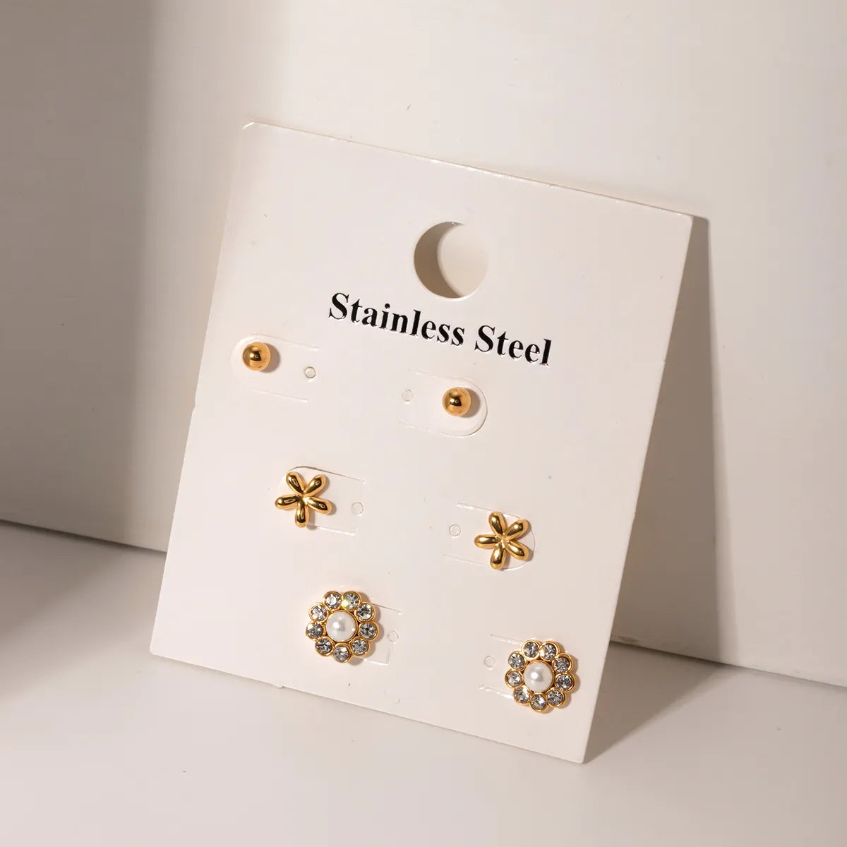 1 Set IG Style Flower 316 Stainless Steel  18K Gold Plated Ear Studs