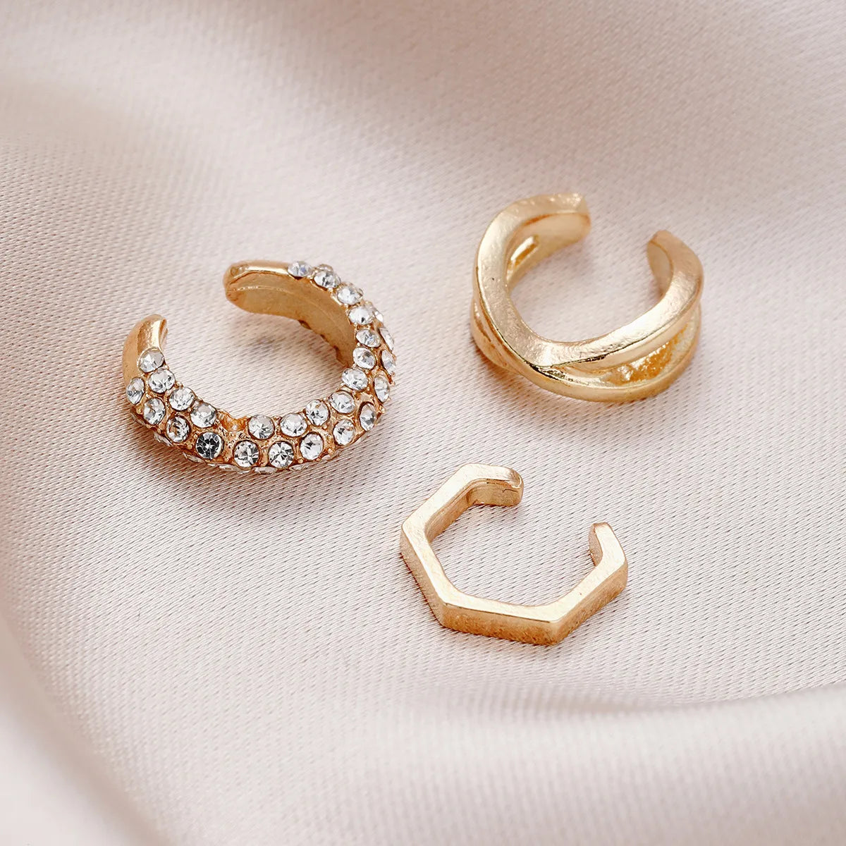 1 Set IG Style Modern Style C Shape Geometric Plating Inlay Alloy Artificial Crystal Ear Cuffs