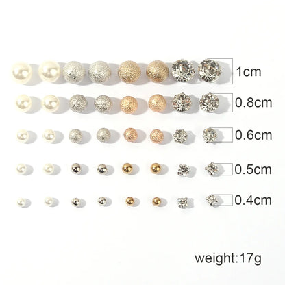 1 Set IG Style Simple Style Round Inlay Metal Acrylic Rhinestones Gold Plated Rhodium Plated Ear Studs