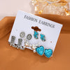 1 Set IG Style Vintage Style Exaggerated Cactus Cattle Boots Inlay Alloy Turquoise Ear Studs