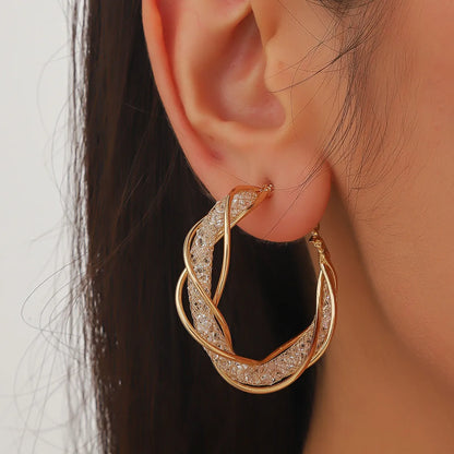 1 Set Korean Style C Shape Circle Ferroalloy Earrings