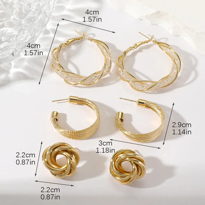 1 Set Korean Style C Shape Circle Ferroalloy Earrings