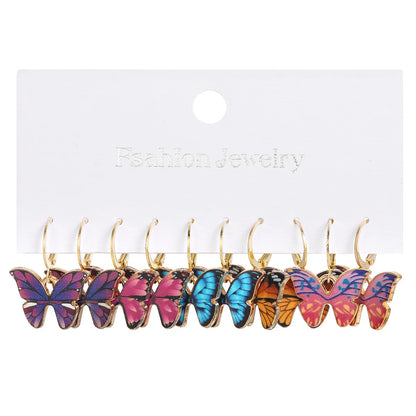 1 Set Lady Streetwear Butterfly Enamel Plating Alloy Drop Earrings