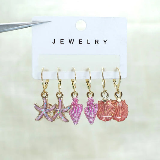 1 Set Marine Style Beach Simple Style Scallop Starfish Conch Alloy Drop Earrings