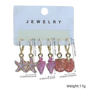 1 Set Marine Style Beach Simple Style Scallop Starfish Conch Alloy Drop Earrings