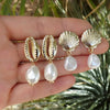 1 Set Modern Style Classic Style Scallop Shell Plating Inlay Alloy Artificial Pearls Drop Earrings