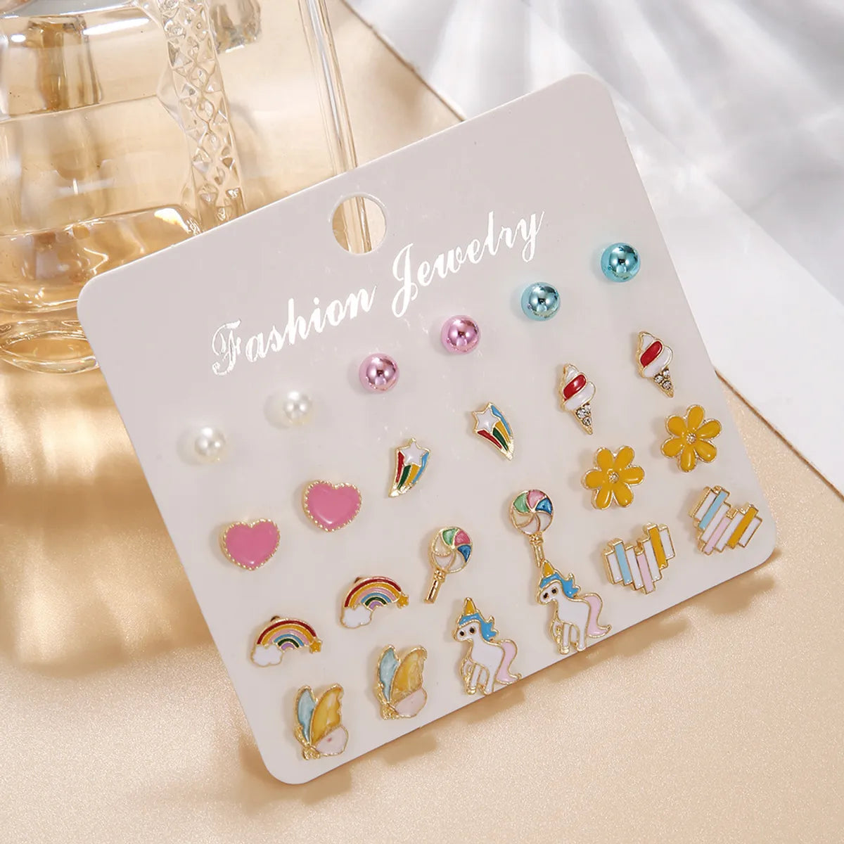 1 Set Modern Style Heart Shape Flower Plating Alloy Ear Studs