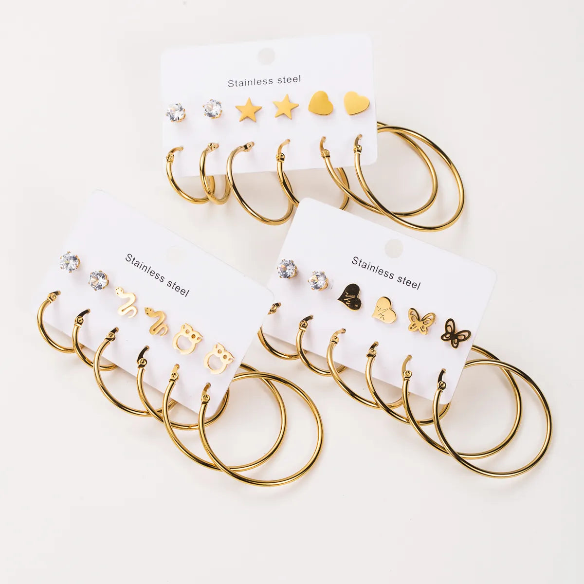 1 Set Modern Style Simple Style Solid Color Stainless Steel Earrings