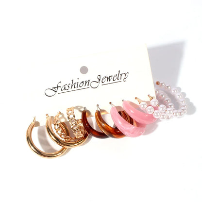 1 Set Modern Style Solid Color Arylic Imitation Pearl Alloy Earrings