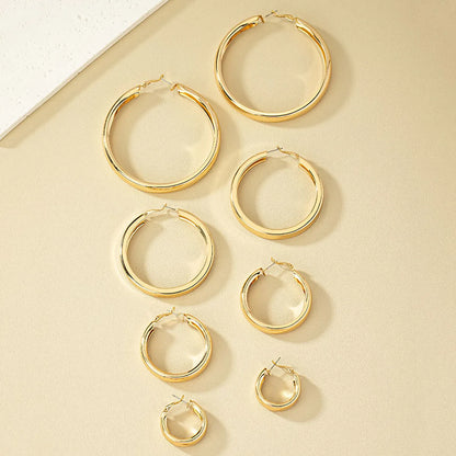 1 Set Nordic Style Simple Style Round Plating Alloy Gold Plated Hoop Earrings