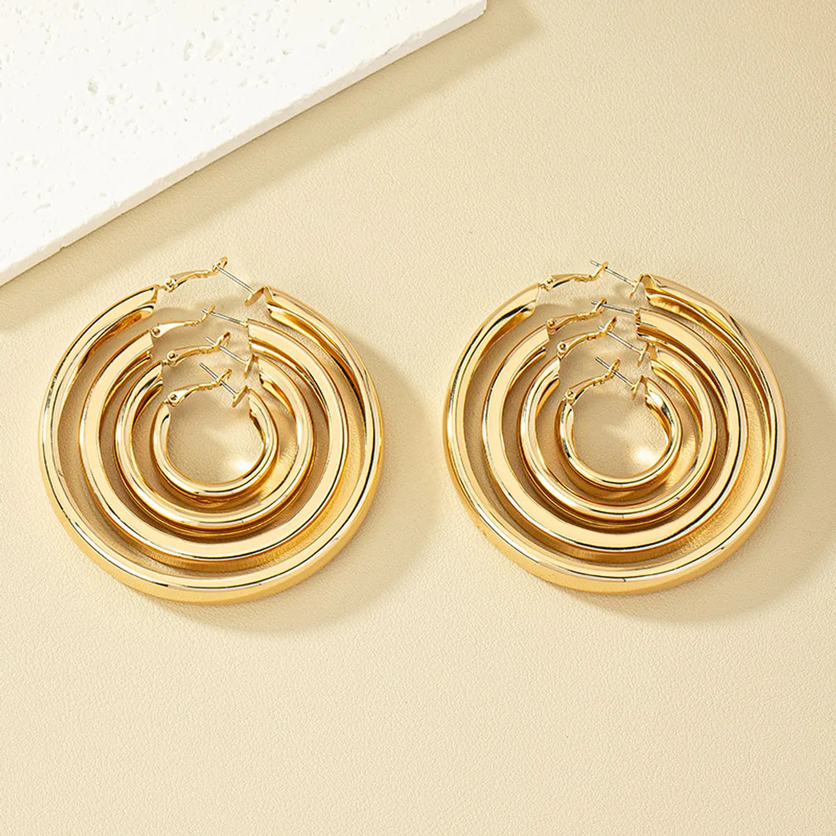 1 Set Nordic Style Simple Style Round Plating Alloy Gold Plated Hoop Earrings